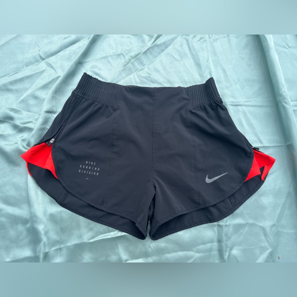 Small Black and Orange Nike Running Division Shorts with Adjustable Side Zippers